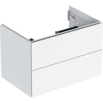 Mueble bajo Geberit serie ONE para lavabo, con dos cajones: Ancho de lavabo=75cm, Blanco, Cubierto brillante intenso